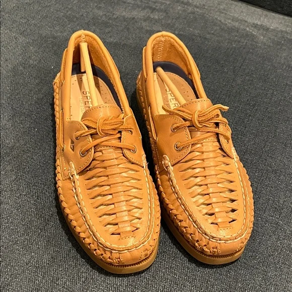 Sperry Brown Loafers 2 eye woven boat shoes new in box - Picture 3 of 10